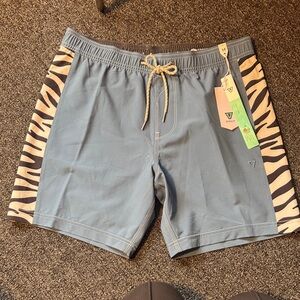 Vissla Blue Zebra Print Swim Shorts